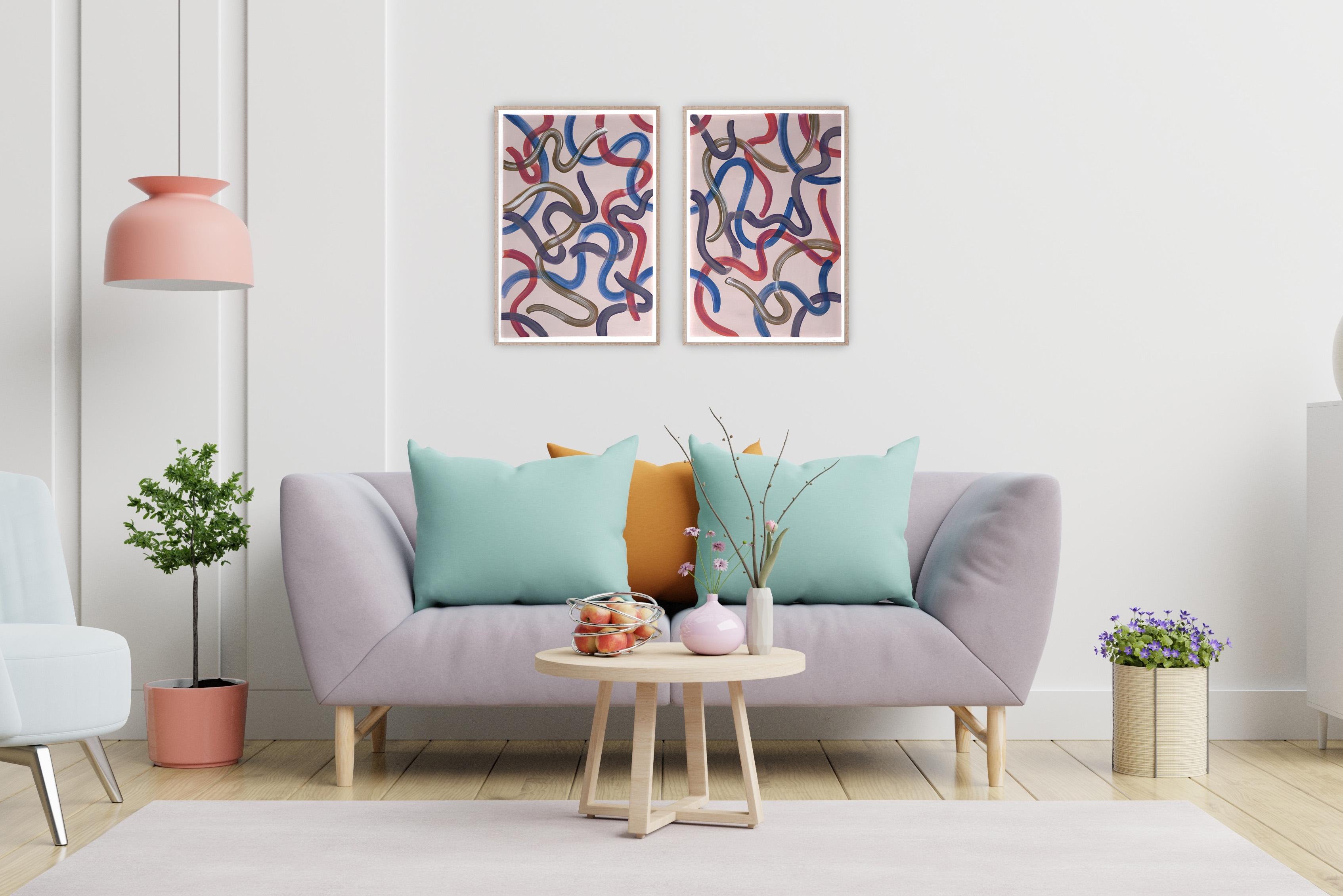Pinceladas de Espíritu de Confeti, Gestos Expresionistas Abstractos sobre Rosa, Urbano en venta 3