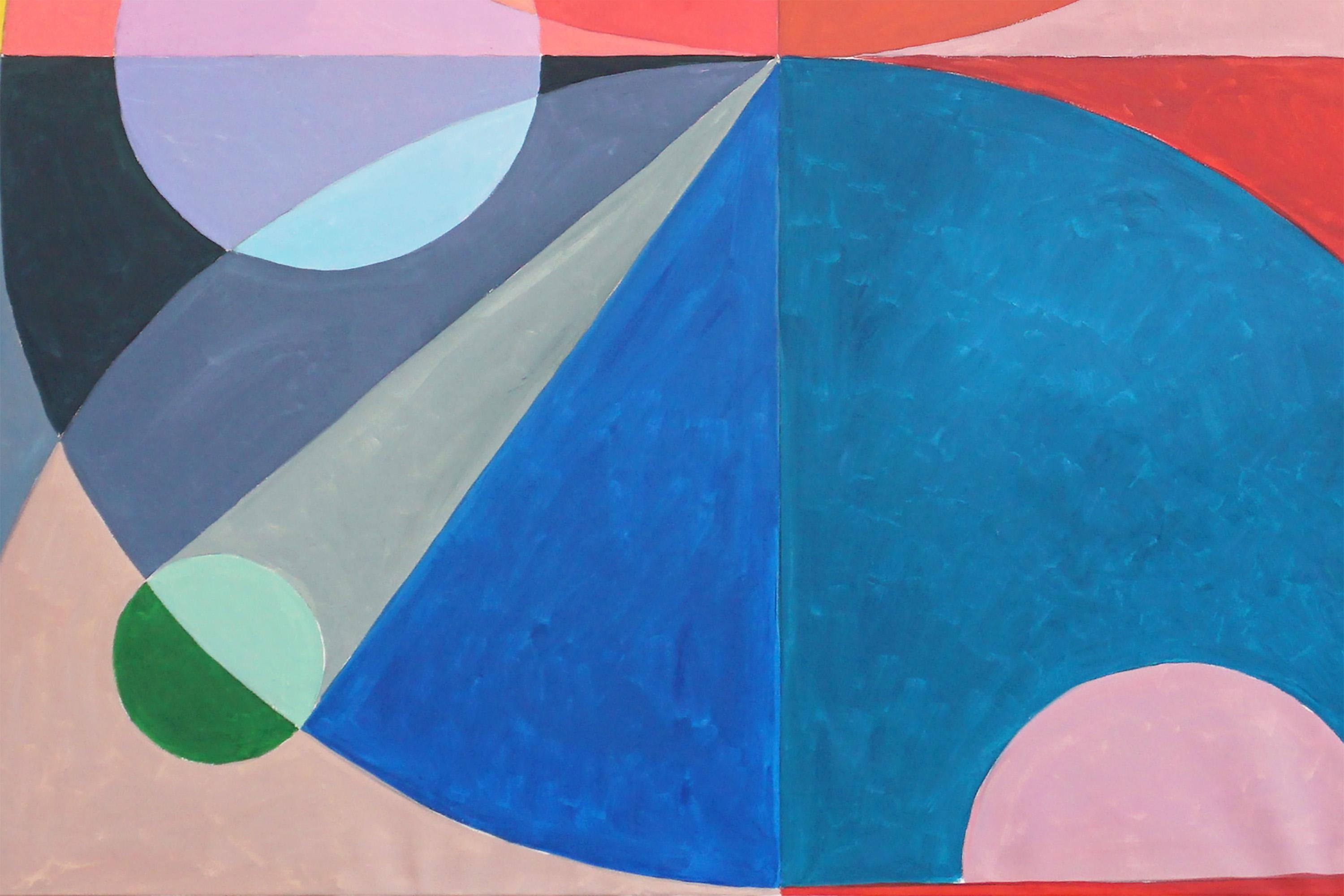 Constellation Forming over Santa Fe, Primary Bright Colors, Maths, Astronomy - Abstract Geometric Painting by Natalia Roman