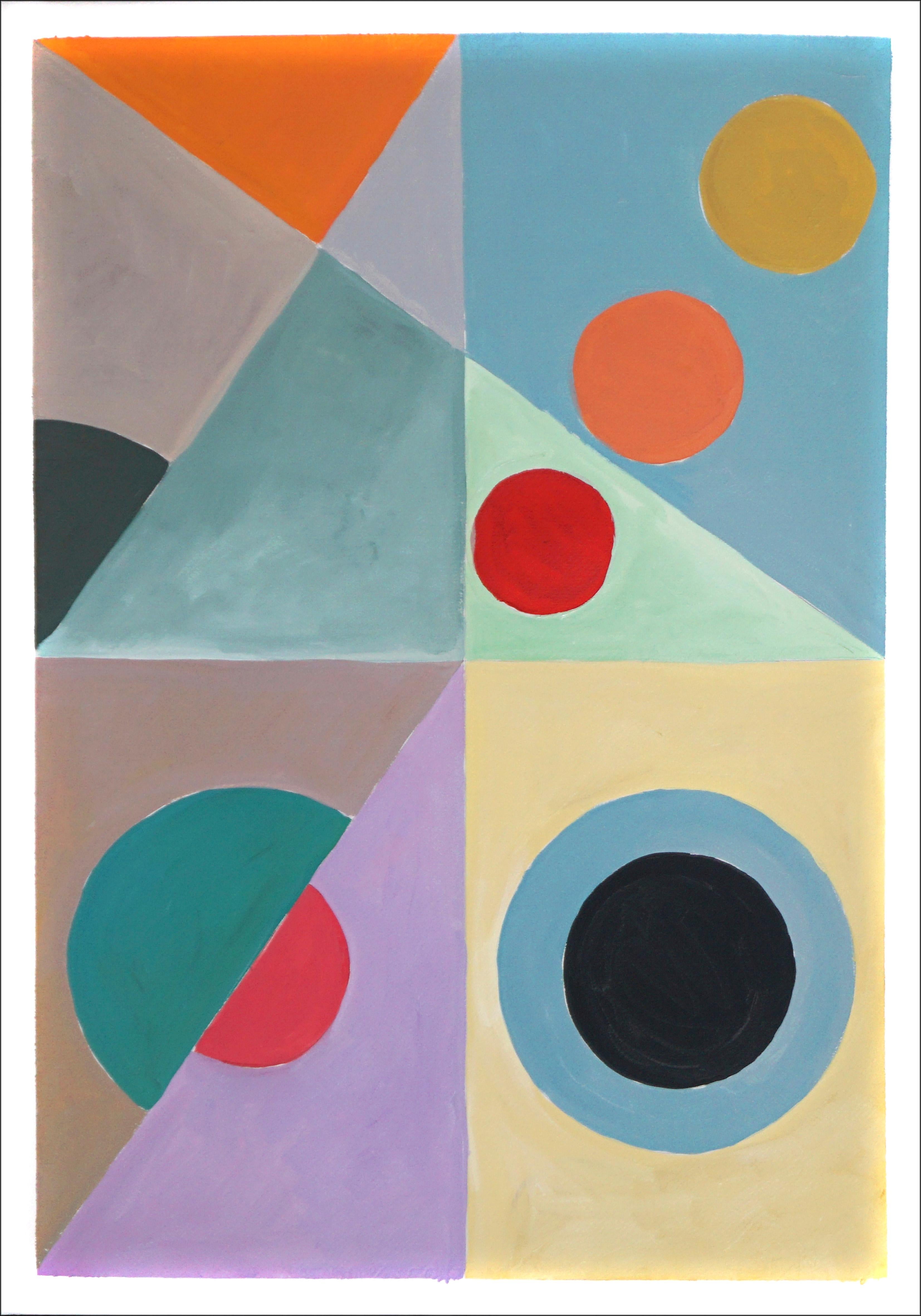 Diese Gemäldeserie von Natalia Roman lässt sich von geometrischen, minimalistischen Formen und Gemälden aus den Anfängen der Moderne inspirieren, mit besonderem Schwerpunkt auf den Art-Déco-Formen der 30er, 40er und 50er Jahre. Die subtilen, aber