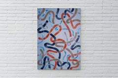 Cool Calm Tones on Slate Gray, Brushstroke Painting on Canvas, Organic Shapes