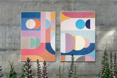 Copernicus-Skizzen, geometrische Sternenformen in leuchtenden Farbtönen, Bauhaus-Diptychon