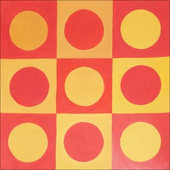 Coral Reef Geometric Representation, Red and Yellow Checkers Pattern, Squared