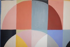 Coral Ripples, Bauhaus Geometric Arches, Harlequin Tones, Grid Curves on Canvas
