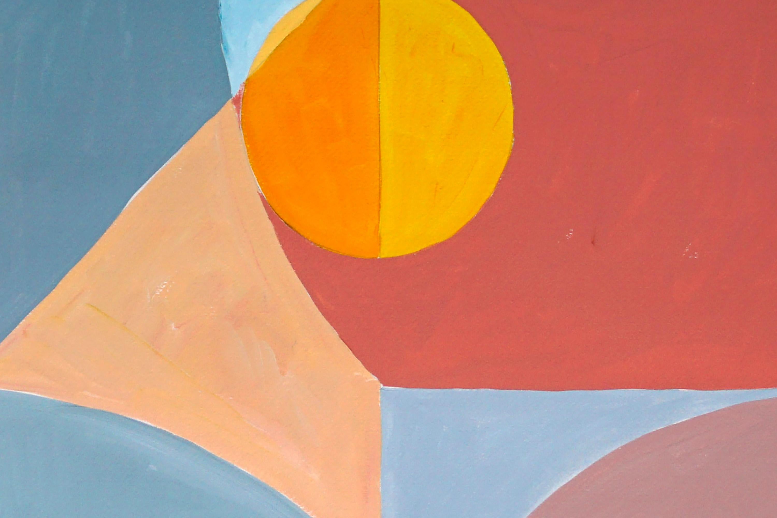 Eclipse Reflection on a Building, Primary Tones Diptych, Fibonacci Maths, Blue - Neo-Constructivist Painting by Natalia Roman