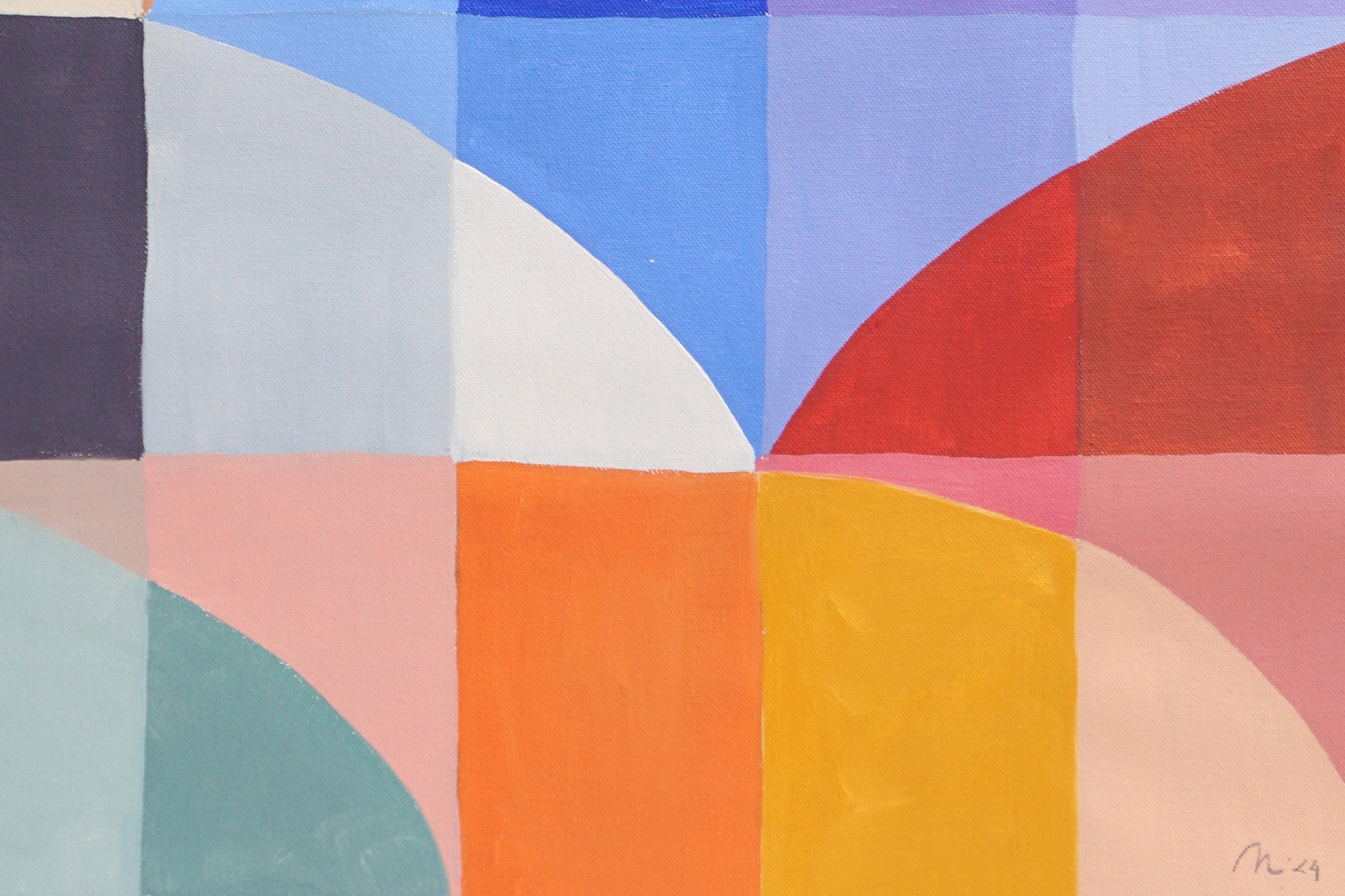 Eternal Dawn, motivi geometrici di Bauhaus in toni vivaci, Pittura su tela 3