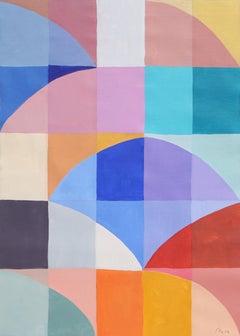 Eternal Dawn, motivi geometrici di Bauhaus in toni vivaci, Pittura su tela