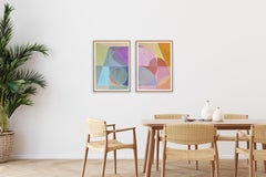Europa Sunrise, Pink and Orange Warm Tones Duo on Paper, Space Age, Pastel Tiles