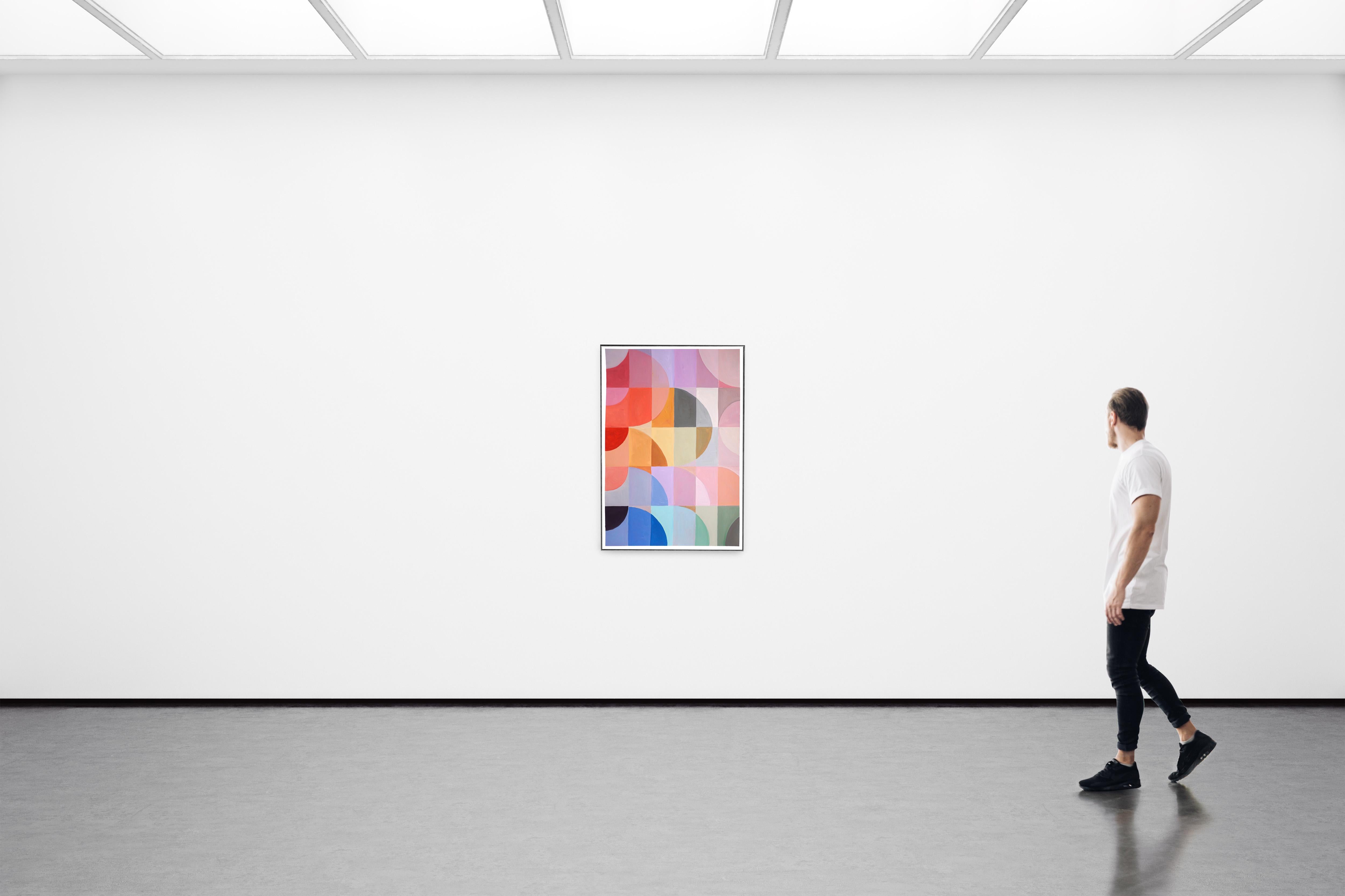 Sera sui Campi di Lavanda,  Motivo Bauhaus, Paesaggio astratto, Rosso, Blu, Rosa 3