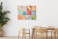 Florida Flora, Art Deco Shapes, Tropical Palette, Bauhaus Tiles Painting, Canvas