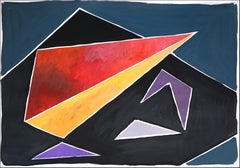 Futuristic Constructivist Geometry, Primary Colors Triangles and Shapes on Black
