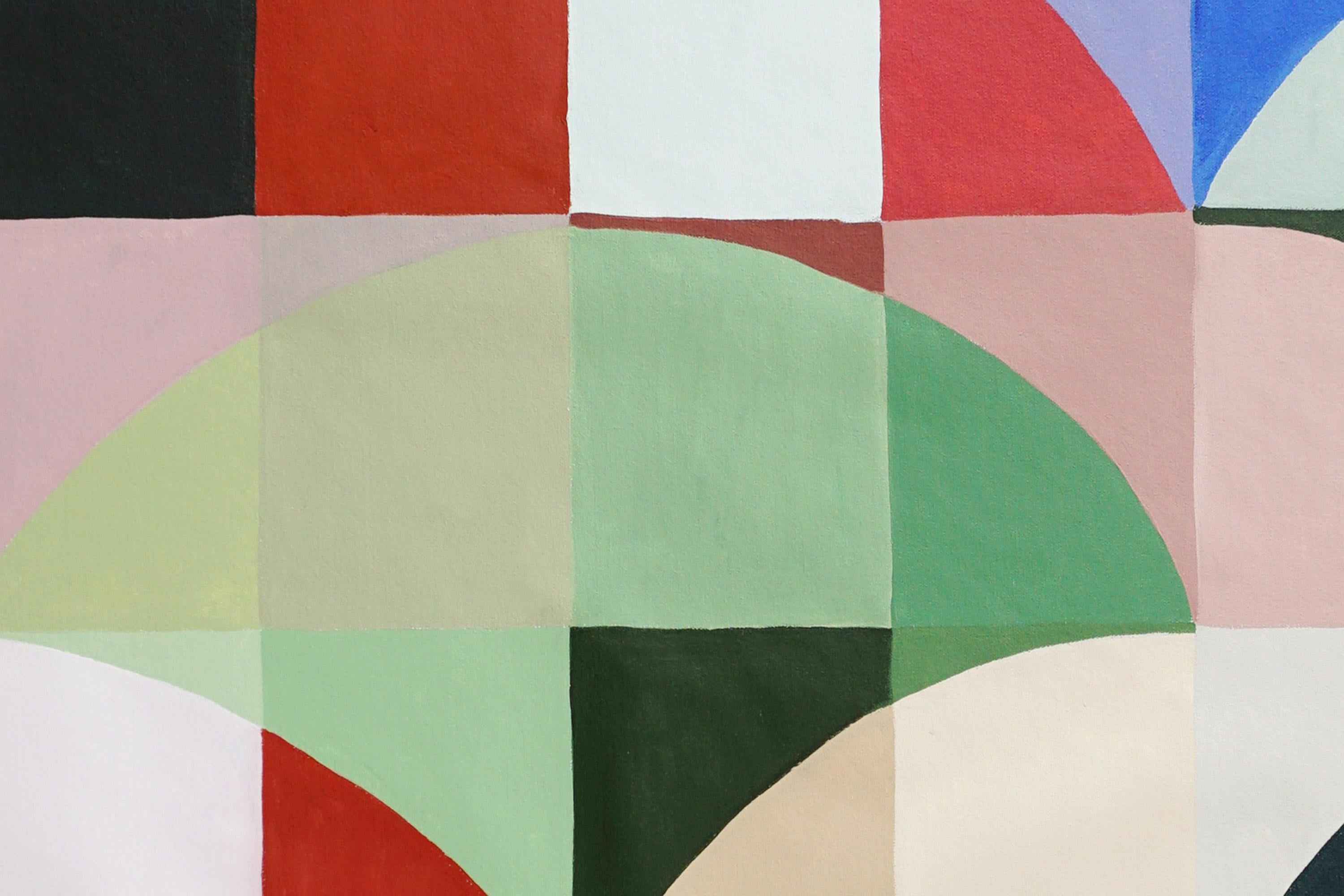 Quadro con motivi geometrici Bauhaus dai toni vivaci, orizzonti colorati, Tela in vendita 2