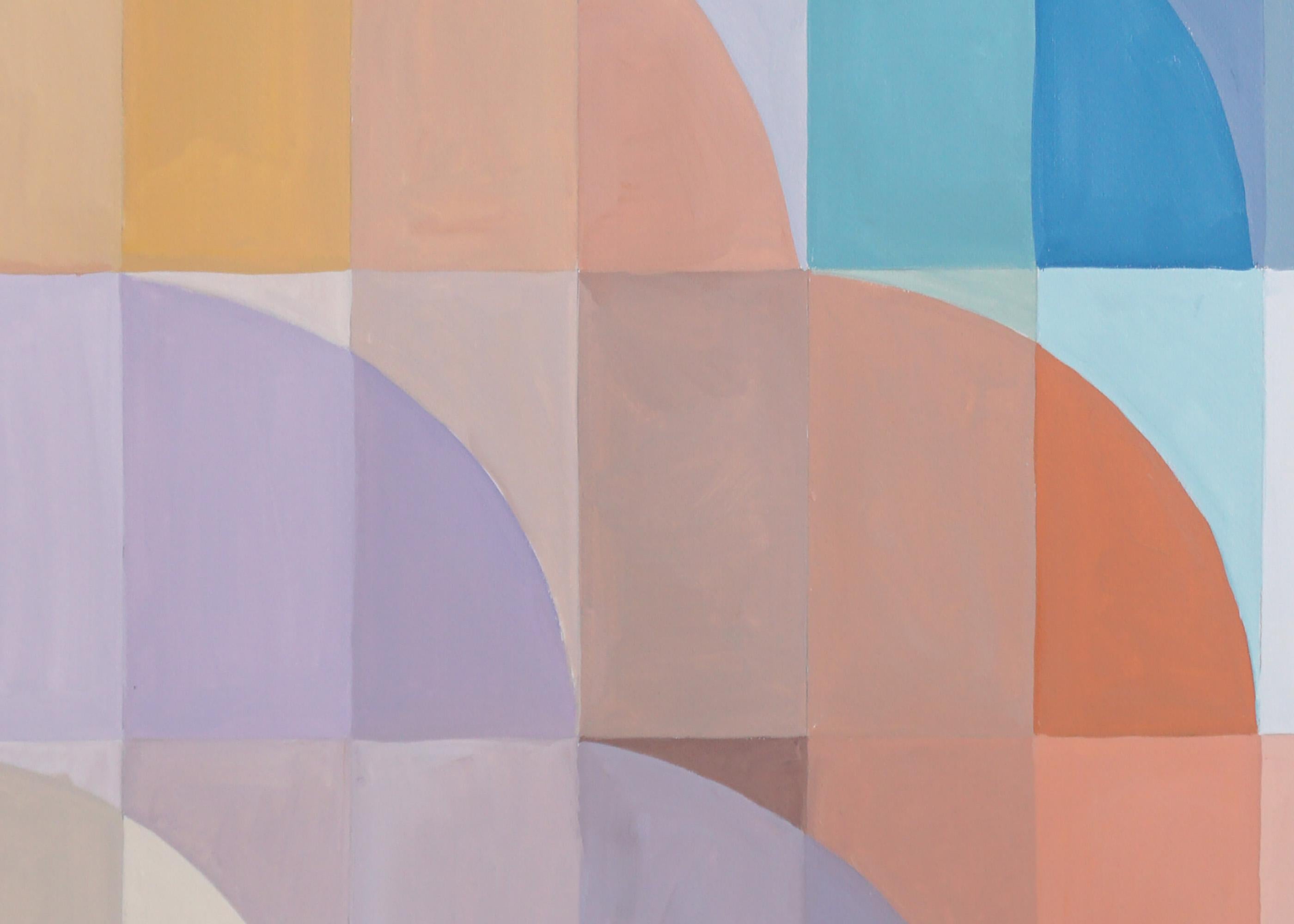 Geometric Pastel Cloudy Sky, Soft Purple and Baby Blue, Bauhaus Grid Patterns  3