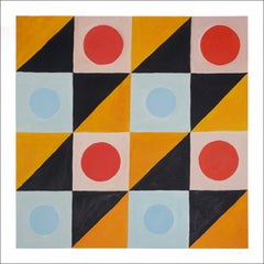 Peinture abstraite en forme de ruche dorée, grille géométrique abstraite, jaune, noir, rouge 
