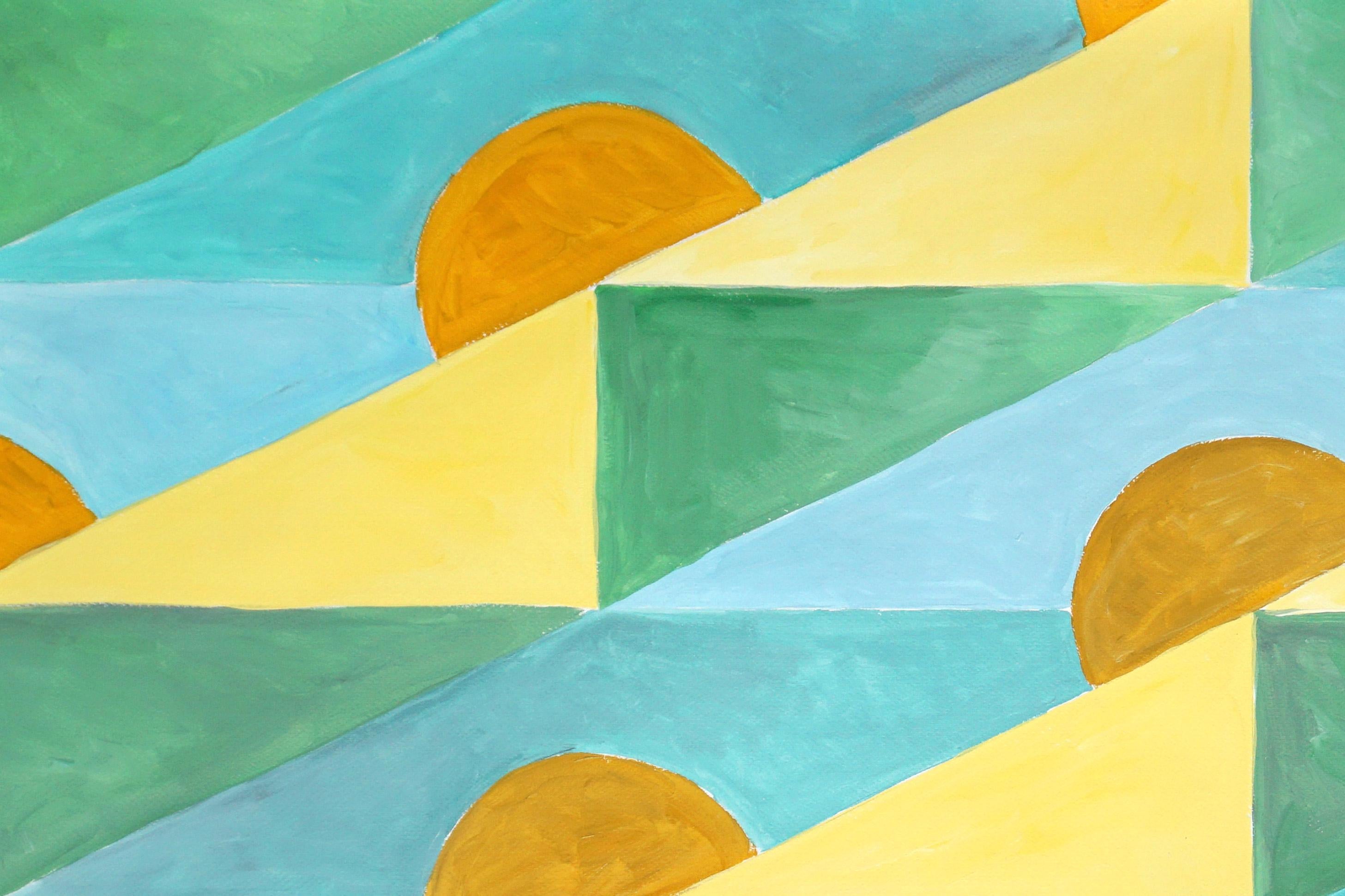 Golden Sunset Beaches, Yellow, Green and Turquoise, Triangles Stairs Light Tones 1
