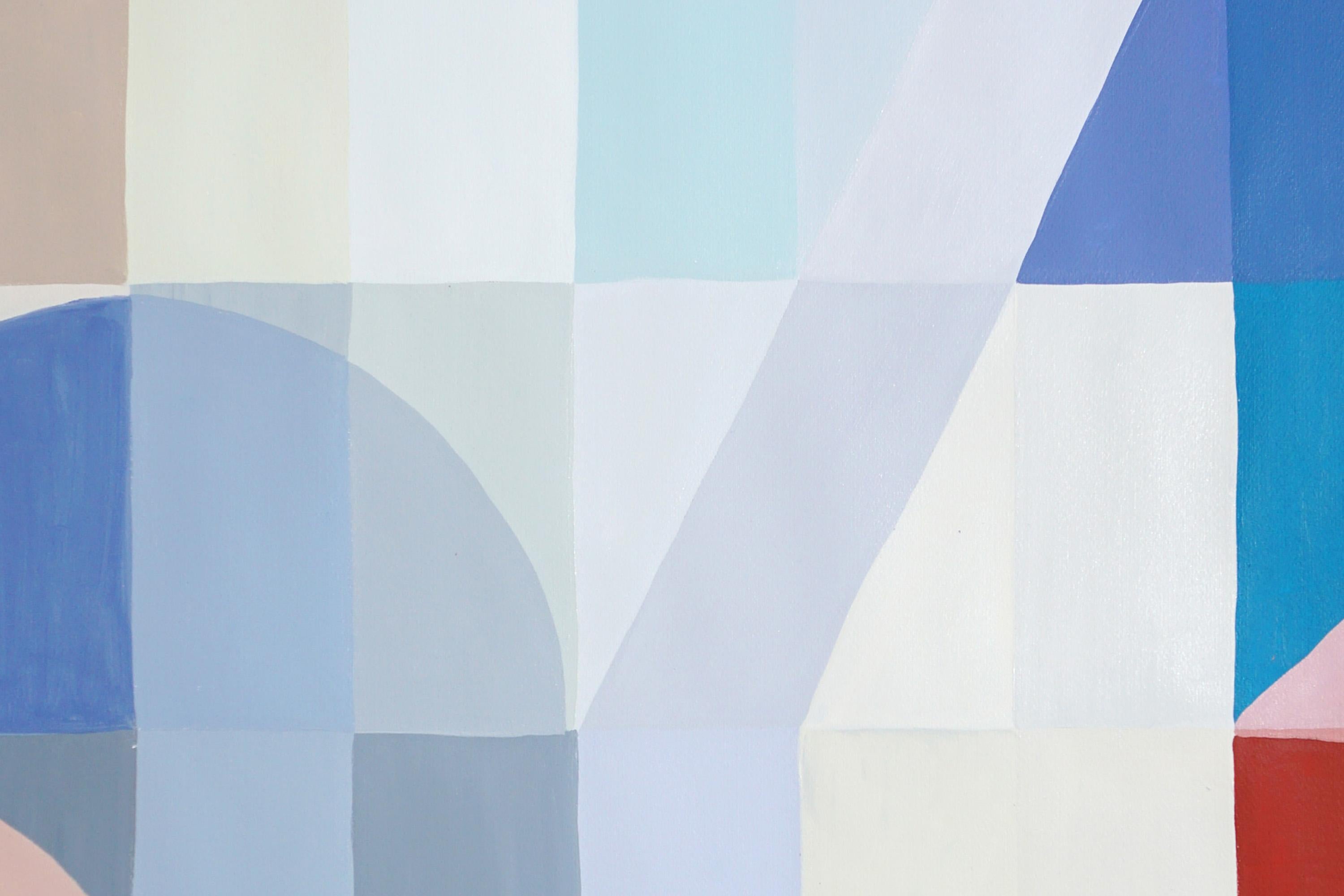 Green to Indigo Staircase, Triptychon Fragmentation Hue, Bauhaus Curves Geometry im Angebot 6