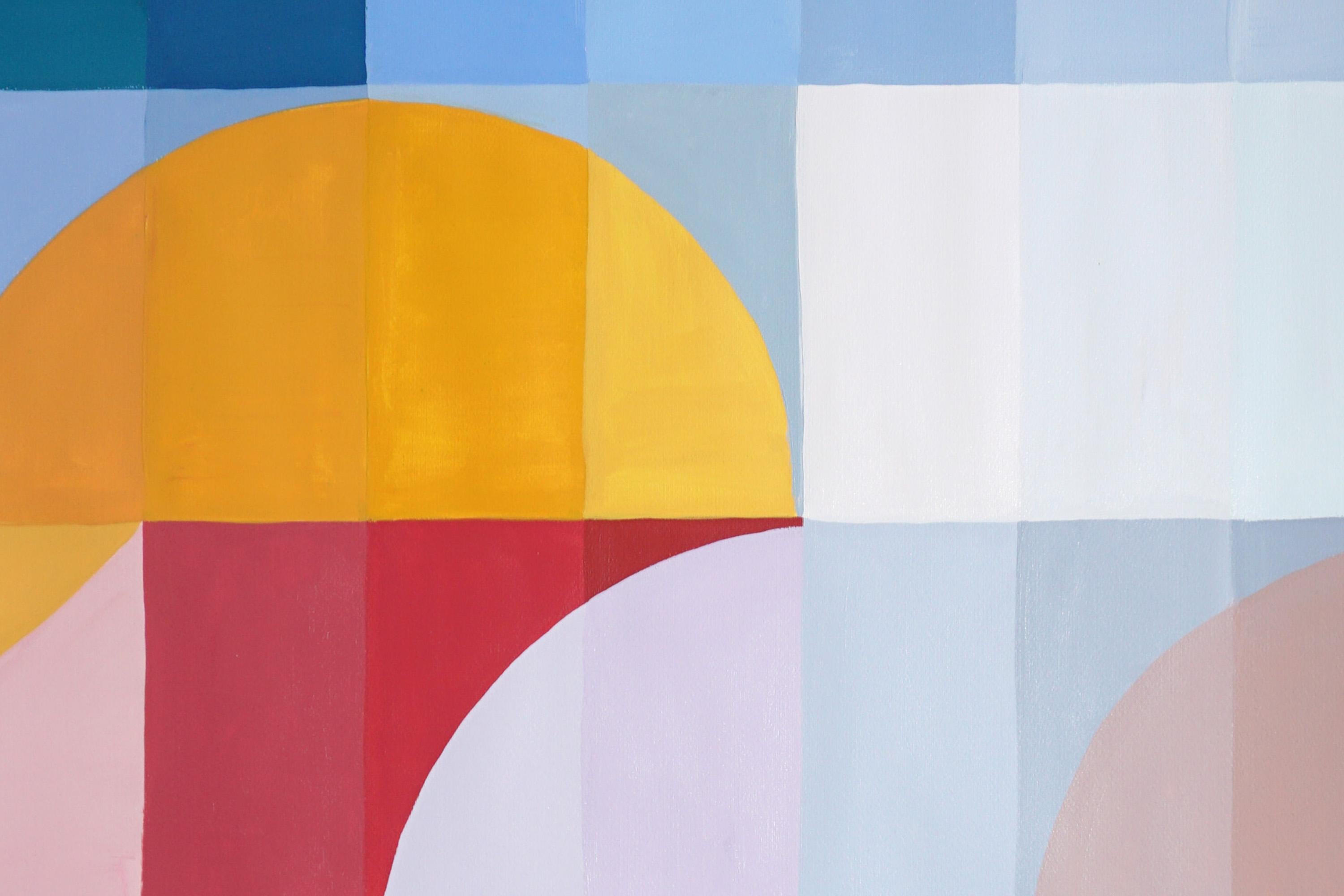 Green to Indigo Staircase, Triptychon Fragmentation Hue, Bauhaus Curves Geometry im Angebot 4