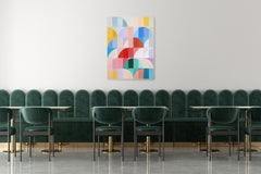 Hot Air Balloon Flight, Geometric Landscape, Vivid Tones Hue Transitions, Canvas