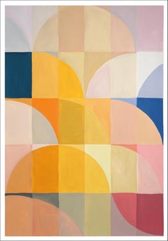 Infinite Sunset, Bauhaus Abstract Geometric Pattern, Gold Light Hue, Yellow