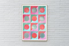 Caleidoscopio Quilt I, motivo geometrico Art Deco, piastrelle rosse, turchesi e verdi
