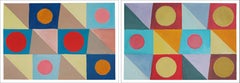 Kaleidoscopic Gems Duo, Multi Panel, Geometric Irregular Patterns, Colour Study