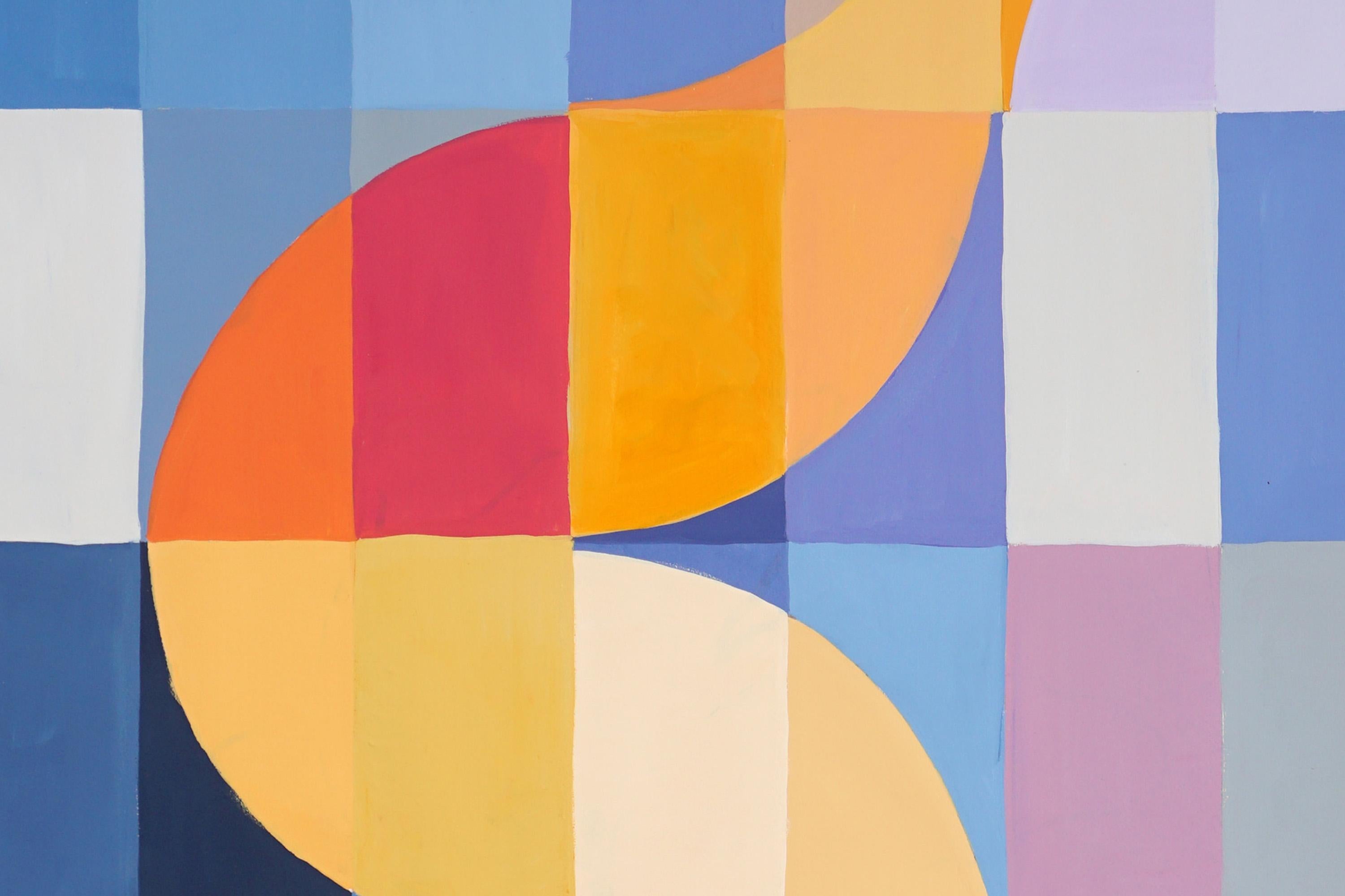 Tardo pomeriggio sulla baia, griglia di motivi Bauhaus, toni primari e vivaci, geometrico 1