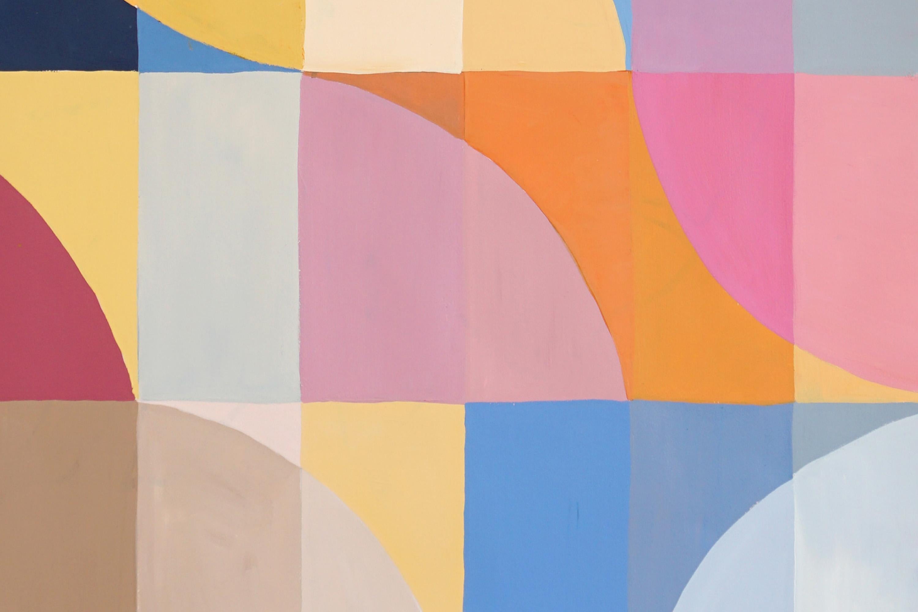 Tardo pomeriggio sulla baia, griglia di motivi Bauhaus, toni primari e vivaci, geometrico 3