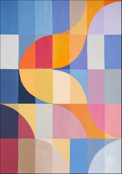 Tardo pomeriggio sulla baia, griglia di motivi Bauhaus, toni primari e vivaci, geometrico