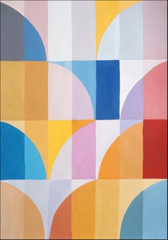 Cielo di fine estate, Quadro Bauhaus, Archi e curve, Pastello giallo caldo, Carta