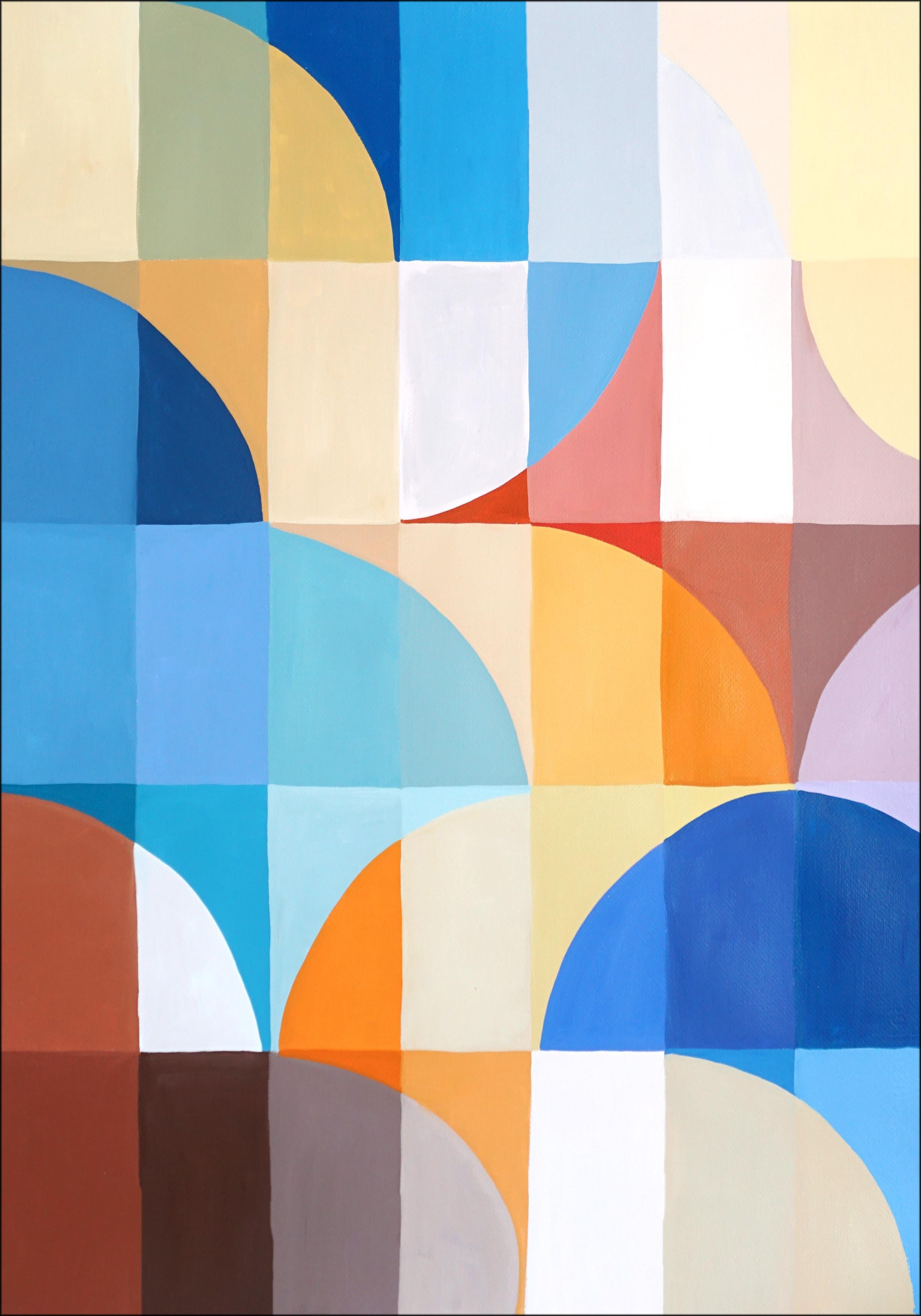 Crepuscolo di fine inverno, dittico Bauhaus dai toni pastello, archi e curve, geometria - Interior Painting Grigio di Natalia Roman