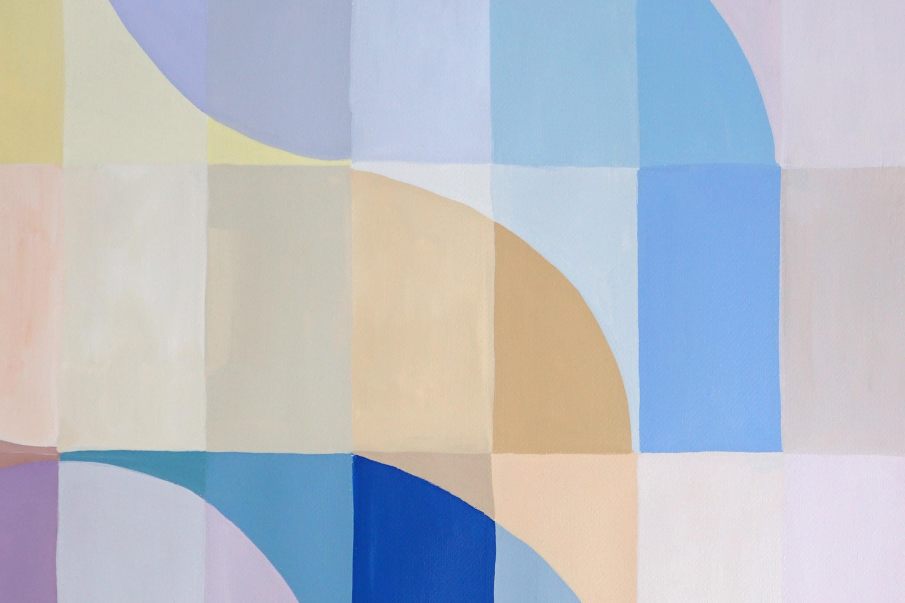 Crepuscolo di fine inverno, dittico Bauhaus dai toni pastello, archi e curve, geometria 4