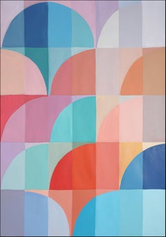 Mauve and Turquoise Arches, Bauhaus Organic Geometry, Pastel Vivid Tones Hue
