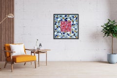 Mauve Camouflage on Slate, Square Terrazzo Tiles Inspiration, Abstract Geometric