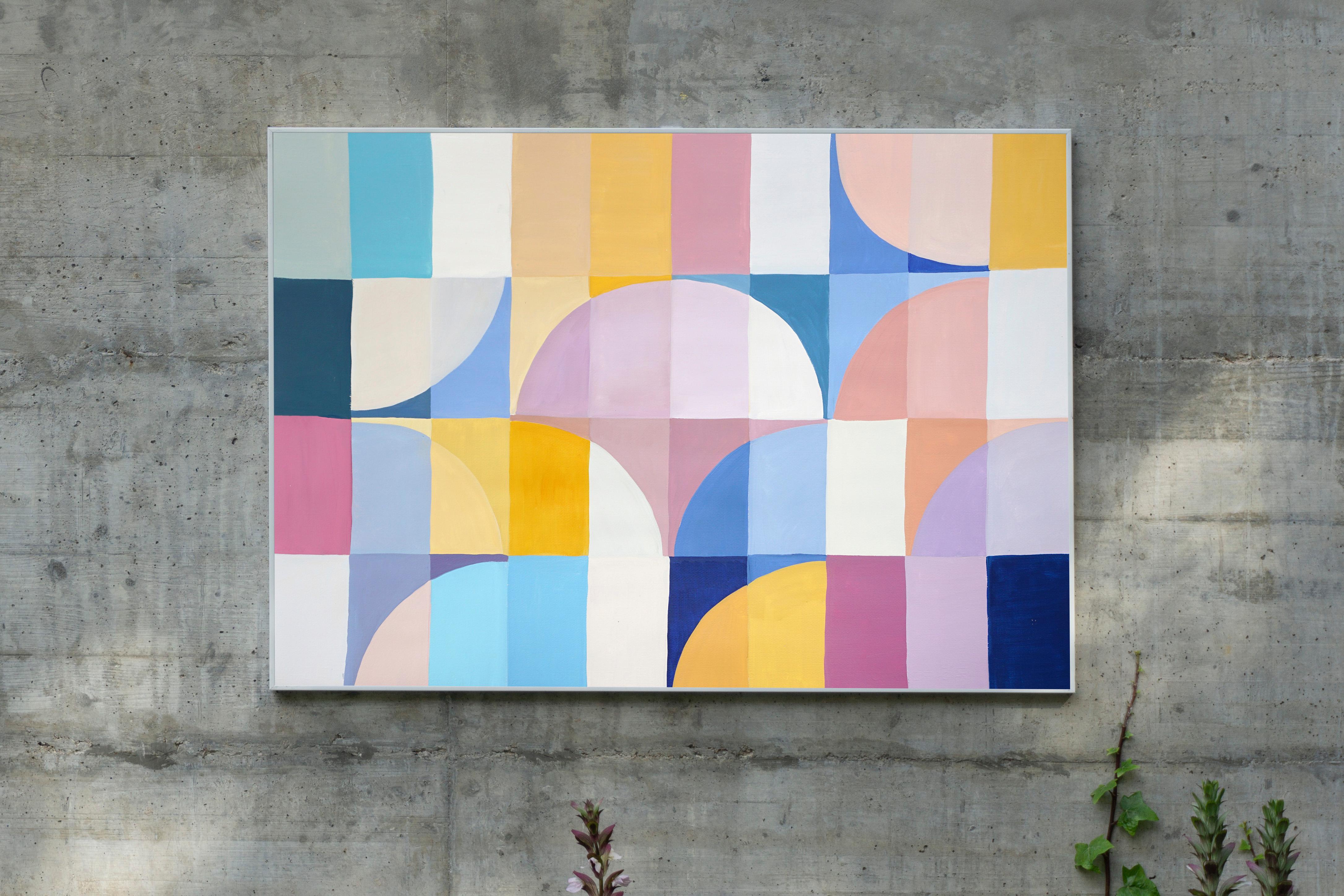 Mauve Tulip, Bauhaus Arches Patterns, Pastel Tones Architecture Harmony, Paper - Painting by Natalia Roman