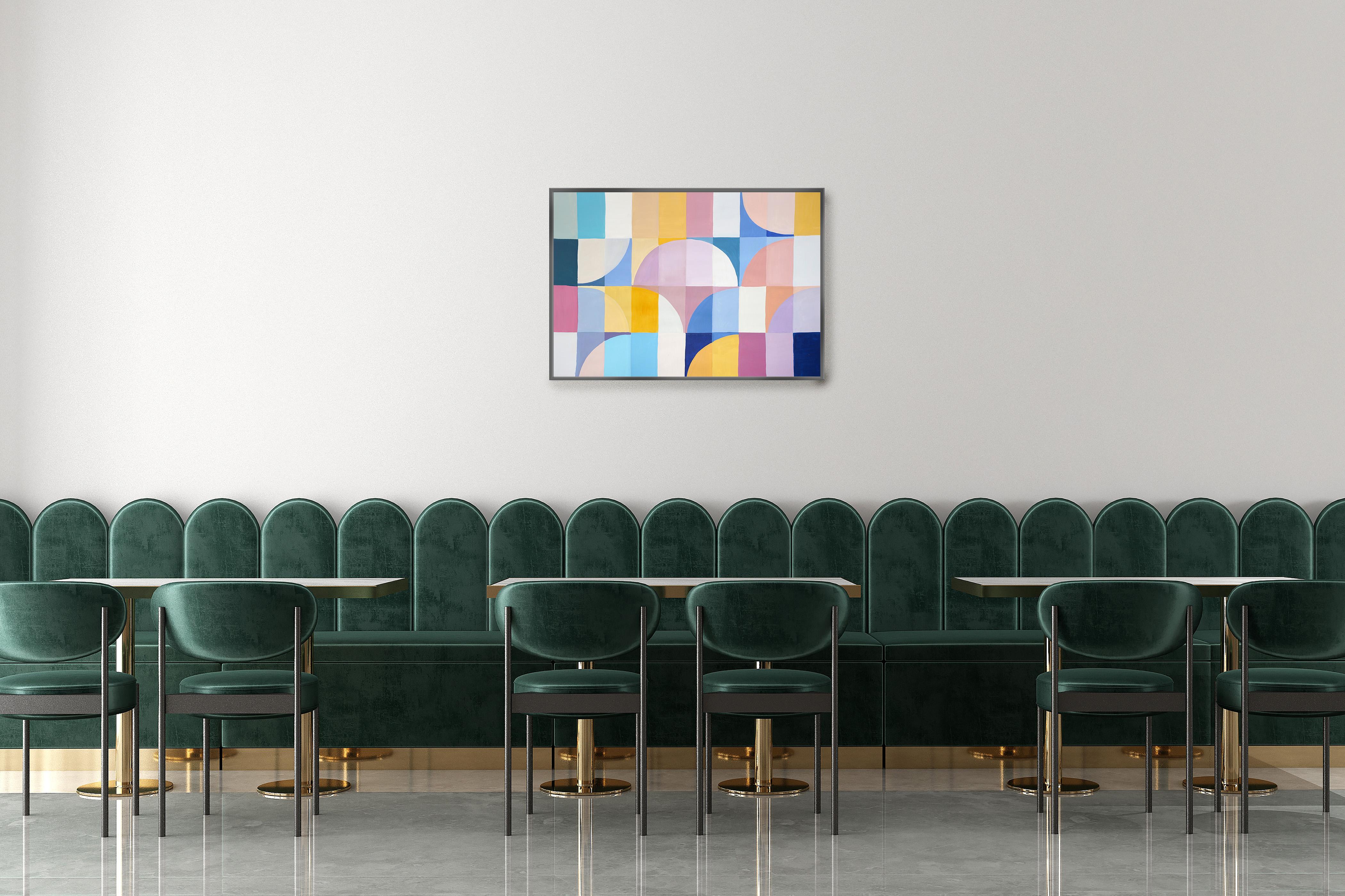 Mauve Tulip, Bauhaus Arches Patterns, Pastel Tones Architecture Harmony, Paper For Sale 1