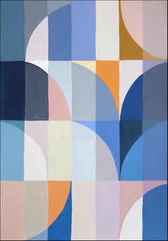 Mediterranean Winter Lights, Blue and Yellow Geometric Bauhaus Landscape, Paper