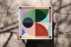 Microscopic Matter, Squared Painting, Astronomy, Maths, Green, Red, Amber Circle