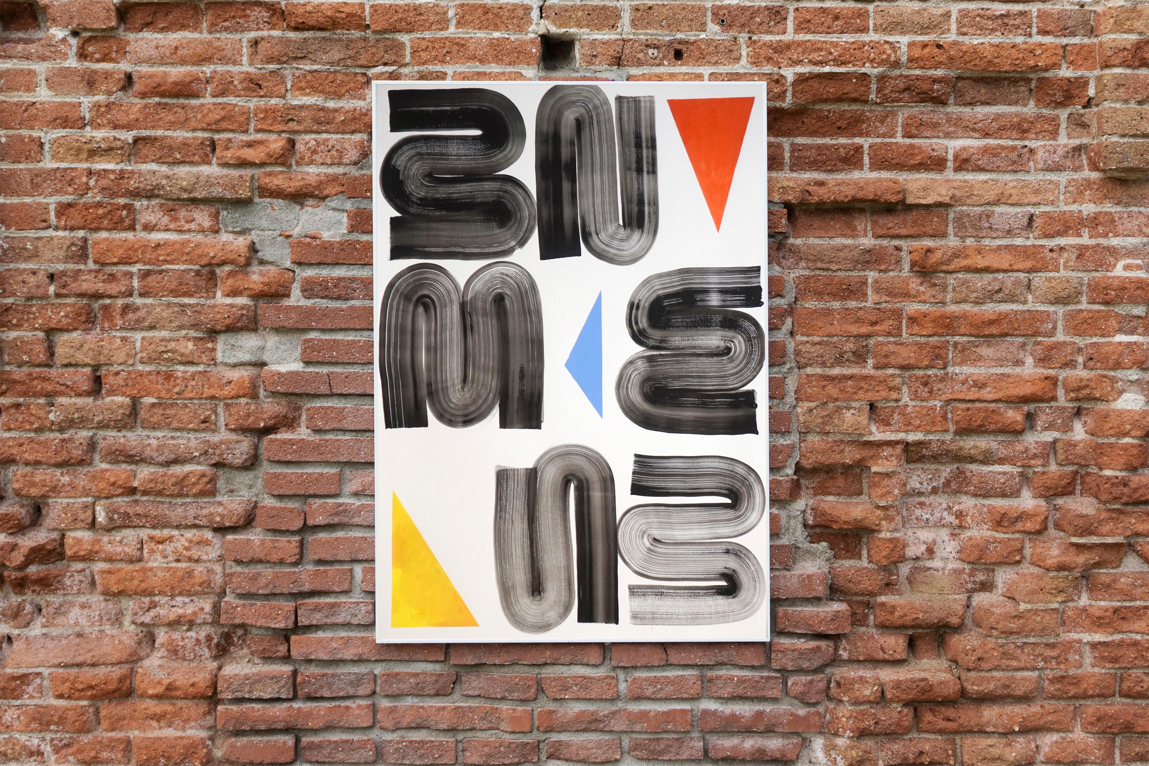 Minimal Painting of Simple Geometric Shapes in Primary Tones, White Background 2