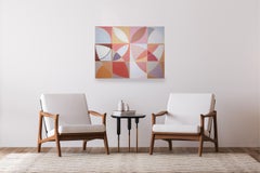 Modernist Flowers, Skin Tones Tiles, Geometric Minimalist Painting on Canvas