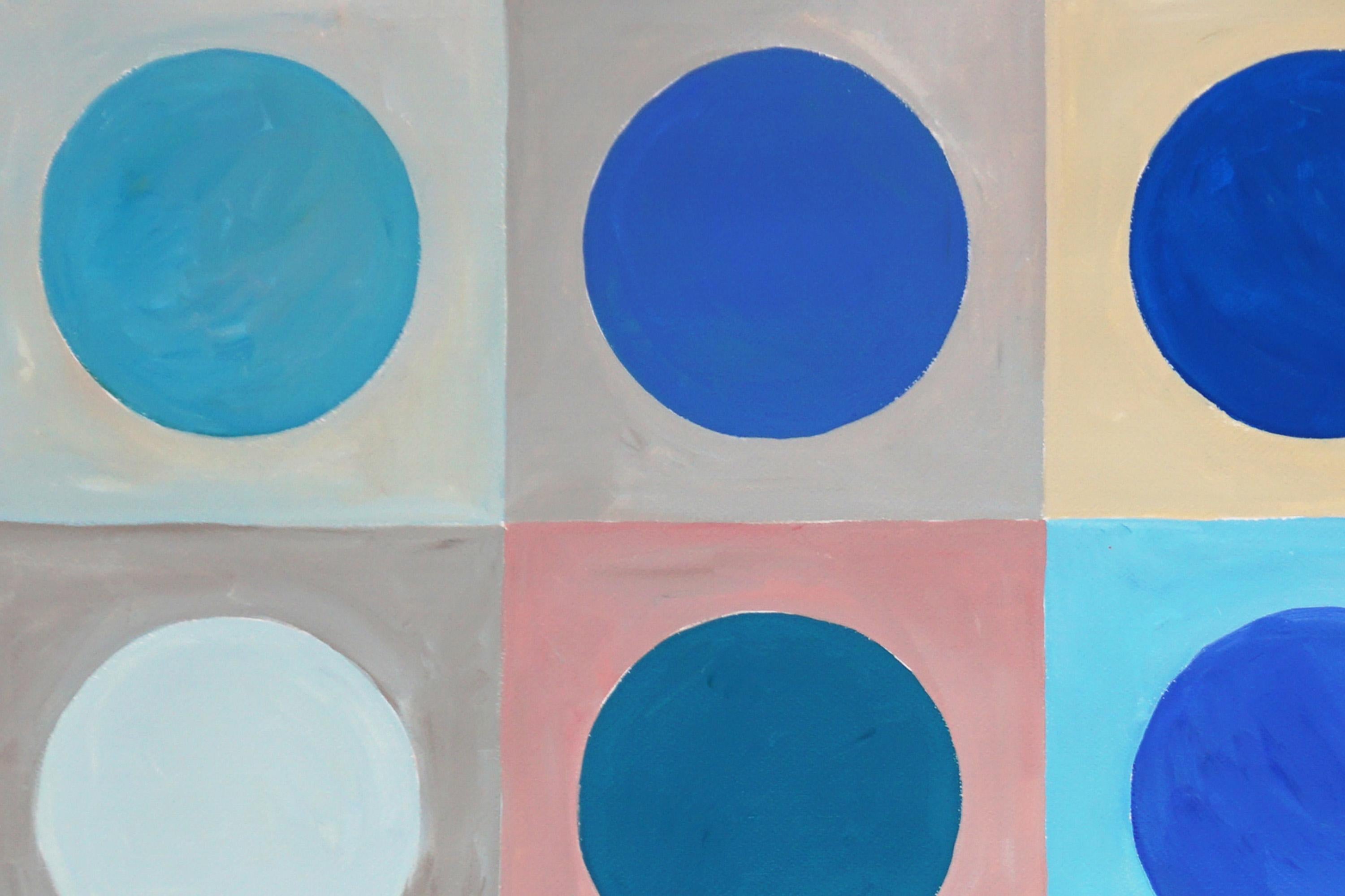 These series of paintings by Natalia Roman gather their inspiration from geometric, minimalist shapes and paintings from the beginning of Modernism, with a special emphasis on Art Deco shapes of the 30's, 40's and 50's. The subtle but chic color