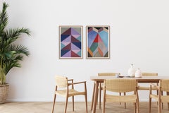 Mountaintop Pinnacle in Granate, Duo of Abstract Geometric Alpine Landscape Dune