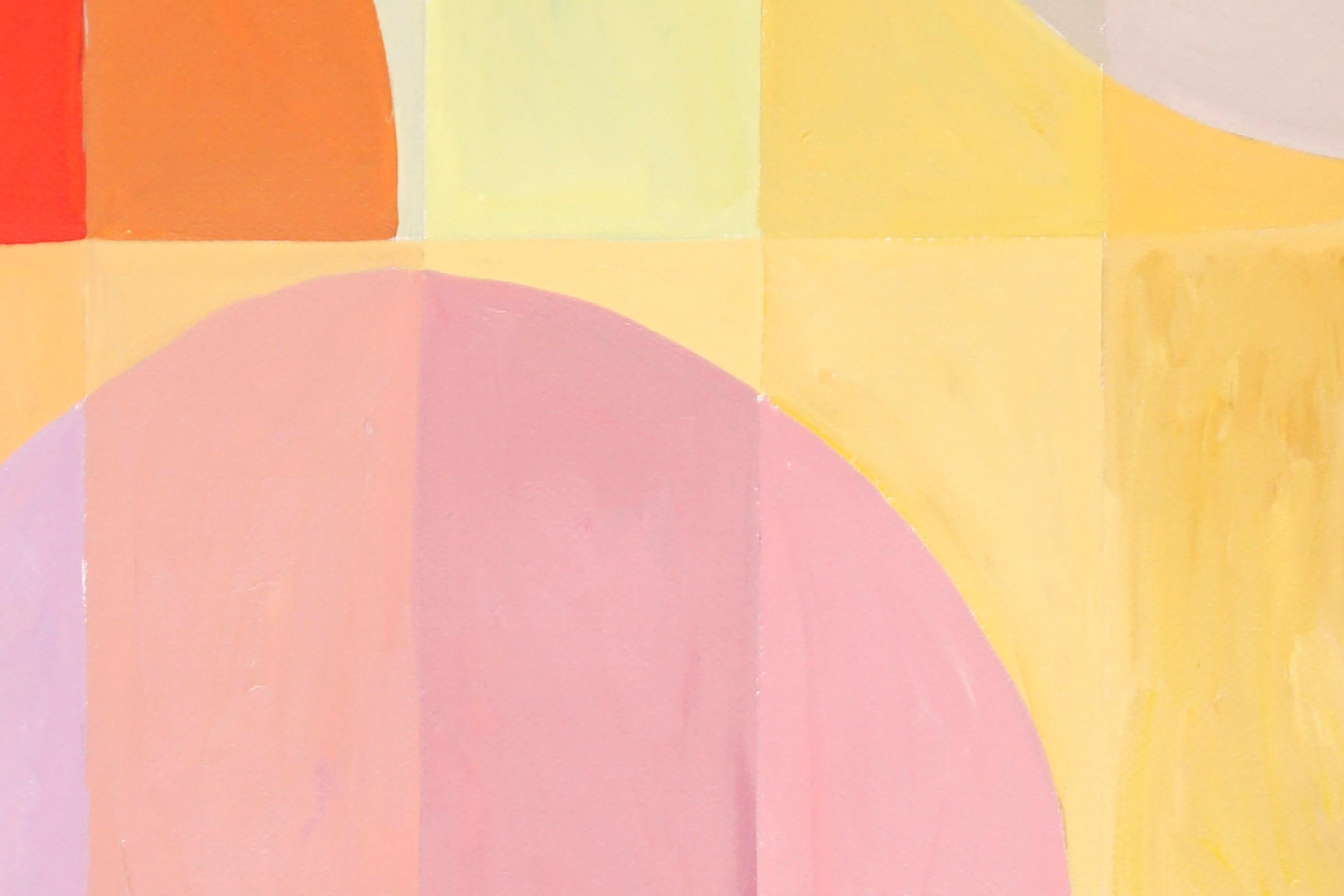 Neon Hue Transitions, Bauhaus Architecture Pattern in Light Tones, Pink, Orange 3