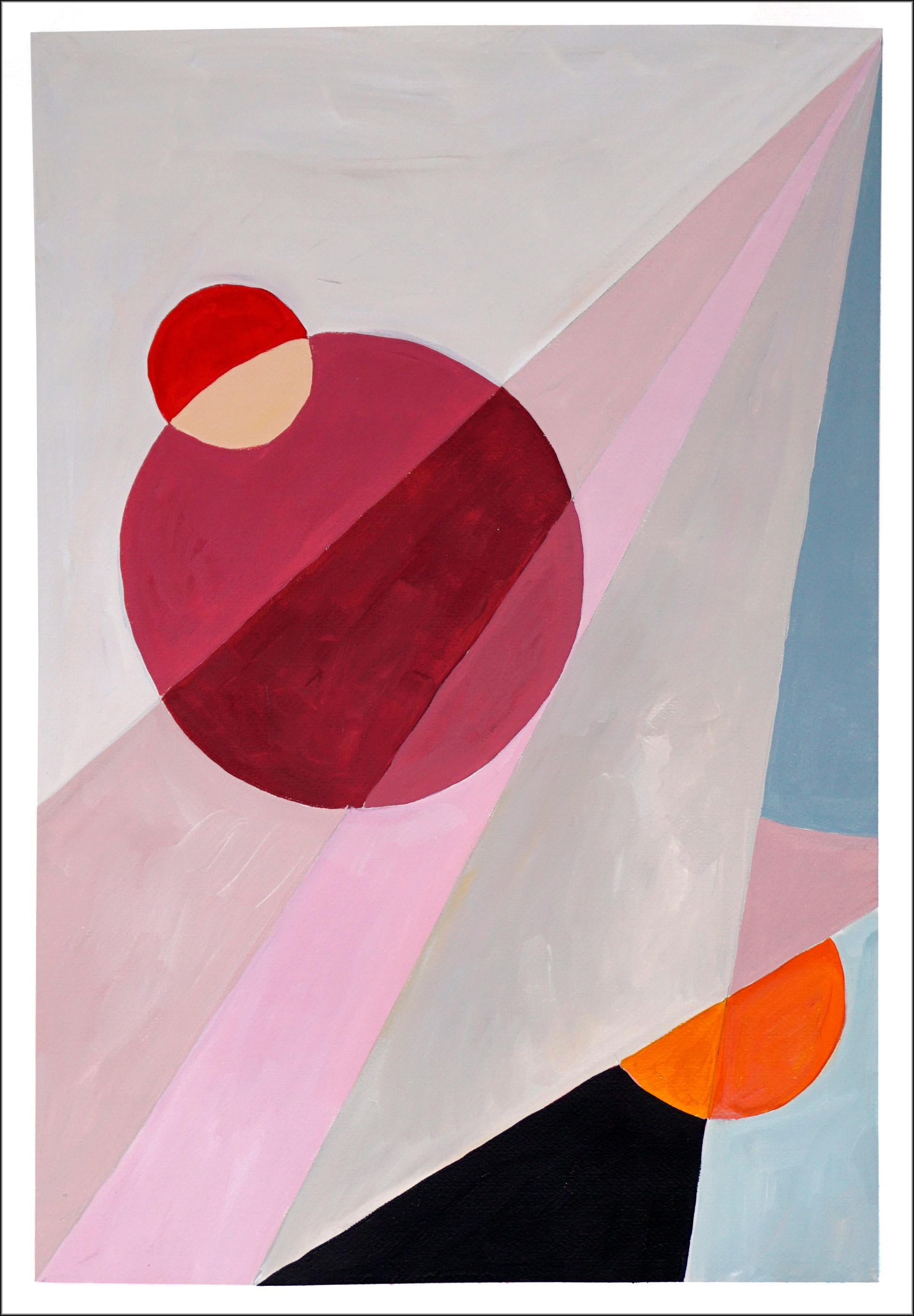 New Mexico Desert Sky, Primary Tones and Black,  Geometry Astronomy Triptych   - Neo-Constructivist Painting by Natalia Roman