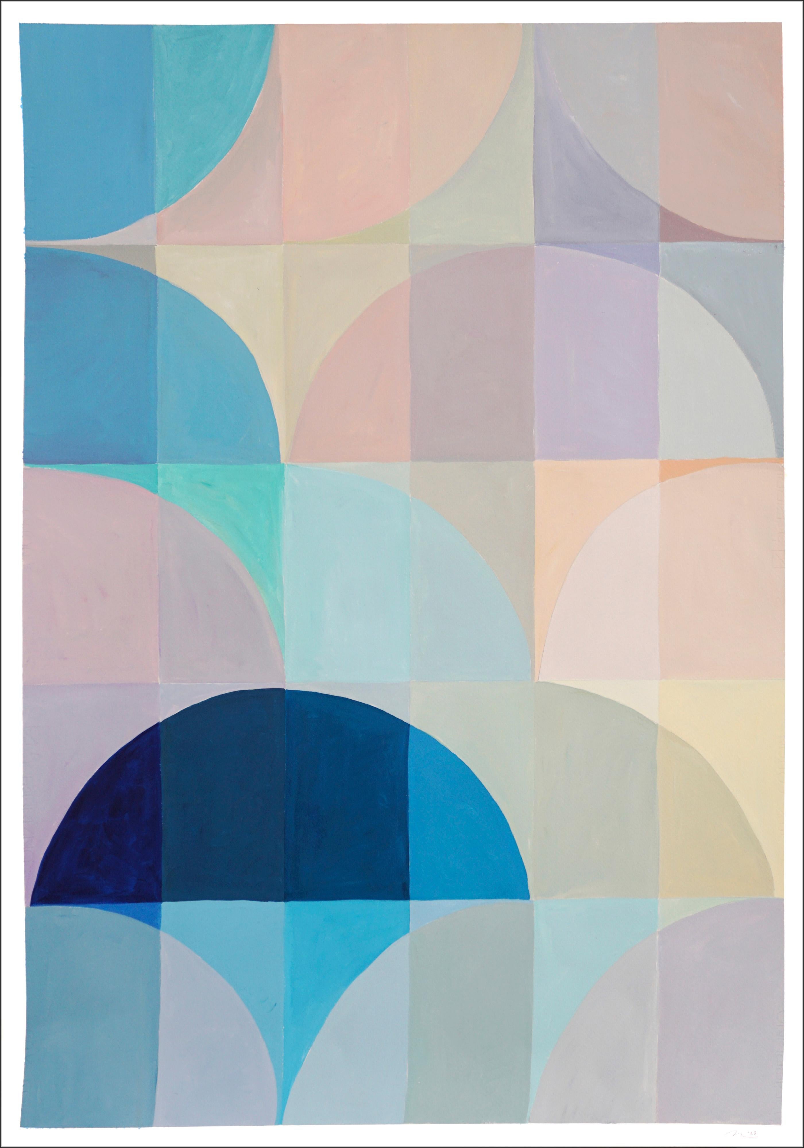 Nightfall over the Sea, Marine Tones, Ultramarine Blue and Yellow Bauhaus Grid 1