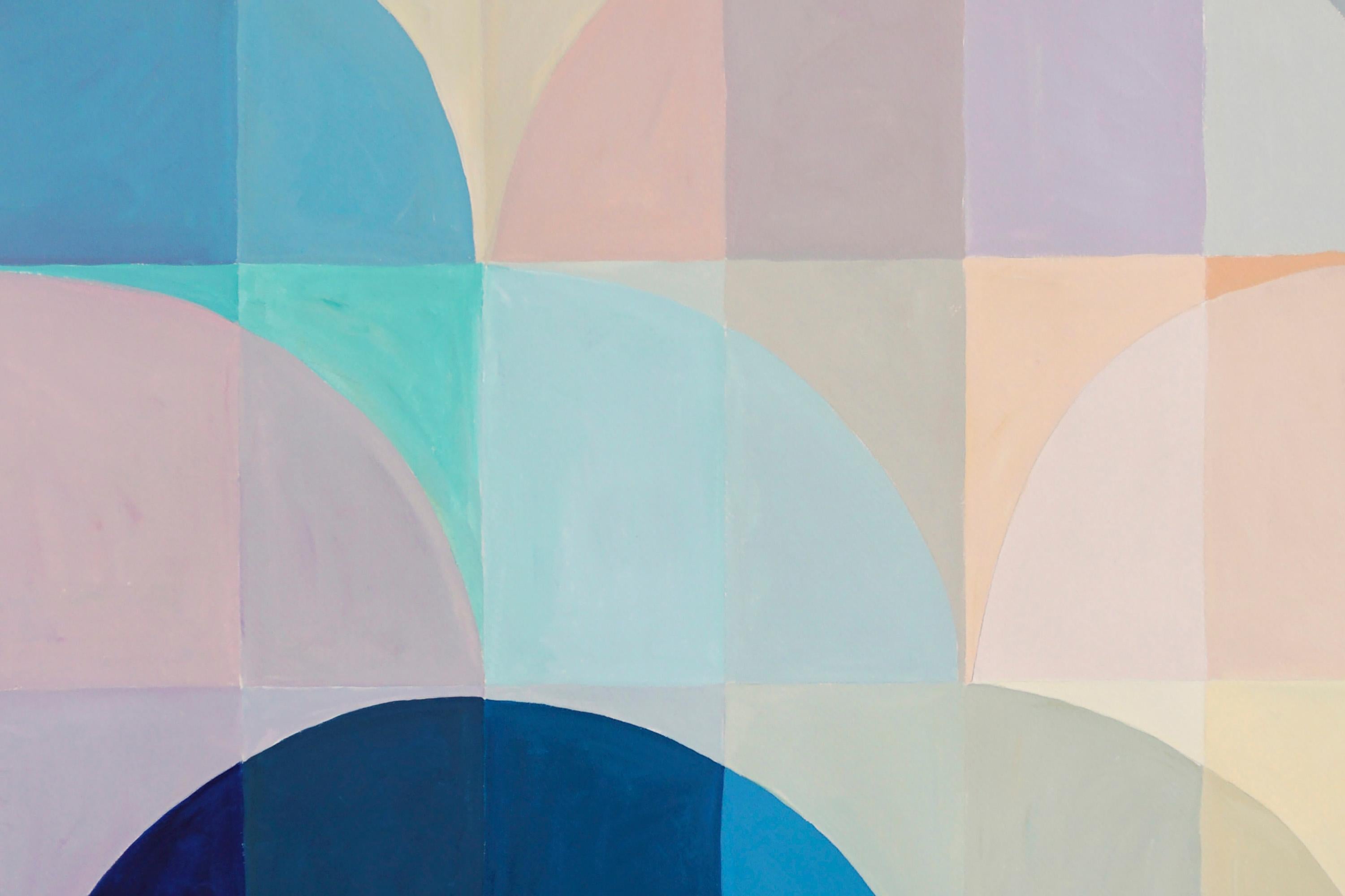 Nightfall over the Sea, Marine Tones, Ultramarine Blue and Yellow Bauhaus Grid 5