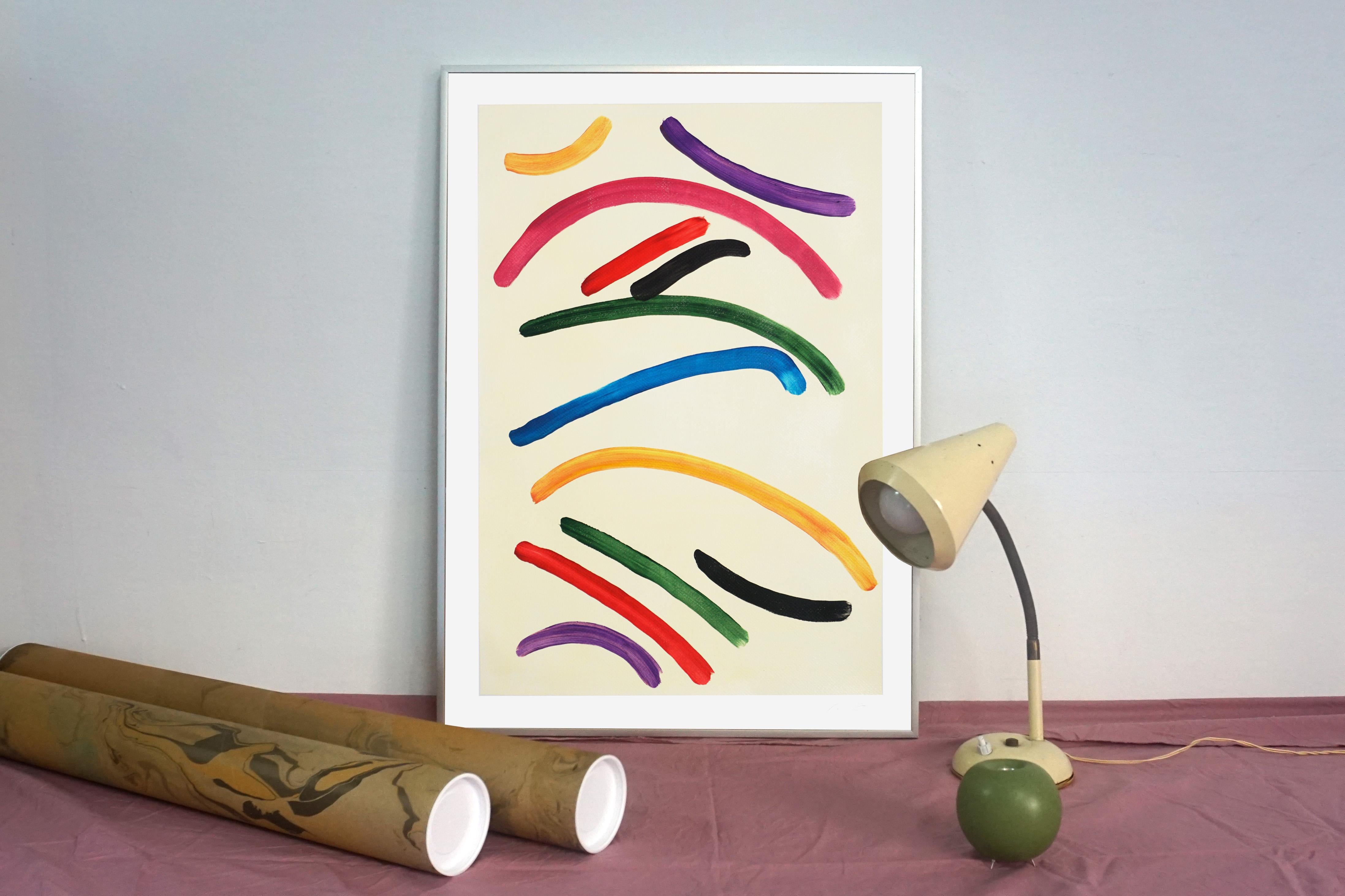 Paleta Olímpica sobre Crema, Pintura Vertical, Gestos Sencillos de Color sobre Beige en venta 1