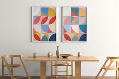 Order Follows Repetition, Bauhaus Geometric Abstraction Tiles in Vivid Tones