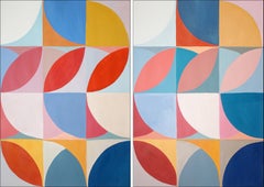 Order Follows Repetition, Bauhaus Geometric Abstraction Tiles in Vivid Tones