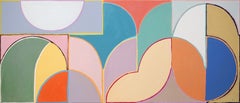 Playground Landscape, Primary Vivid Tones, Bauhaus Shapes, Horizontal Canvas