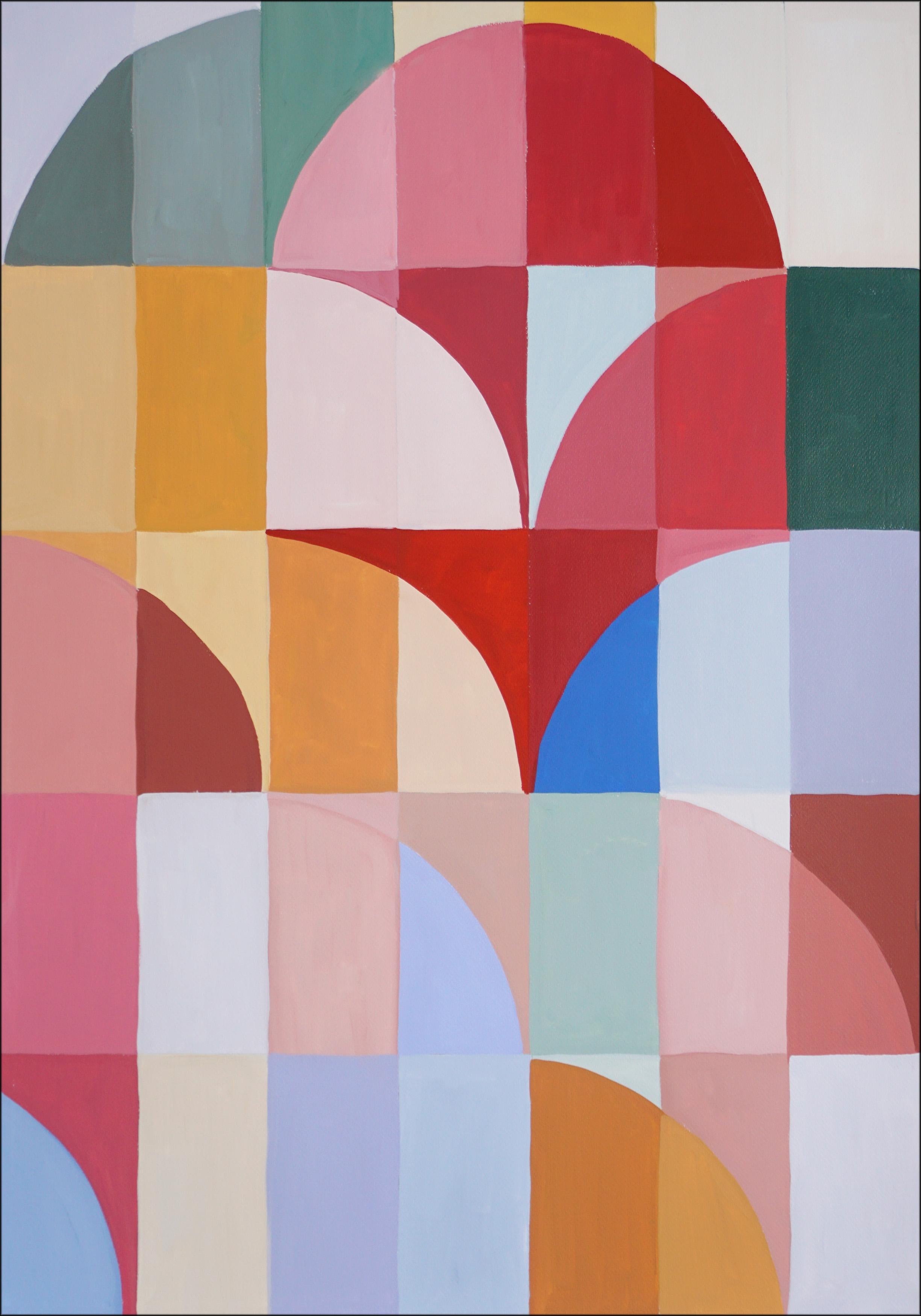 Postal de Palermo, Tríptico de mosaico Bauhaus, Geometría de tonos primarios sobre papel en venta 5