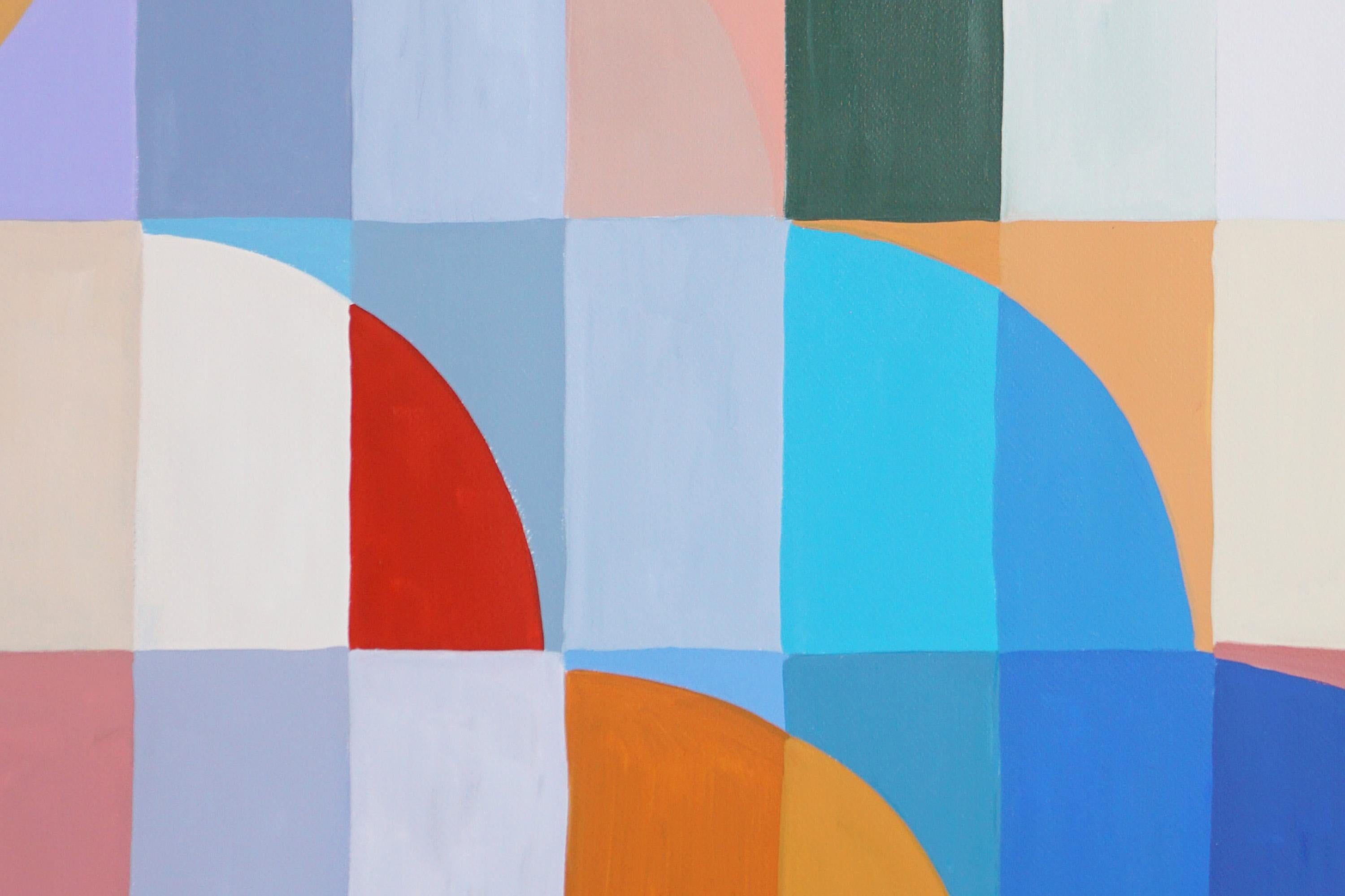 Postal de Palermo, Tríptico de mosaico Bauhaus, Geometría de tonos primarios sobre papel en venta 6